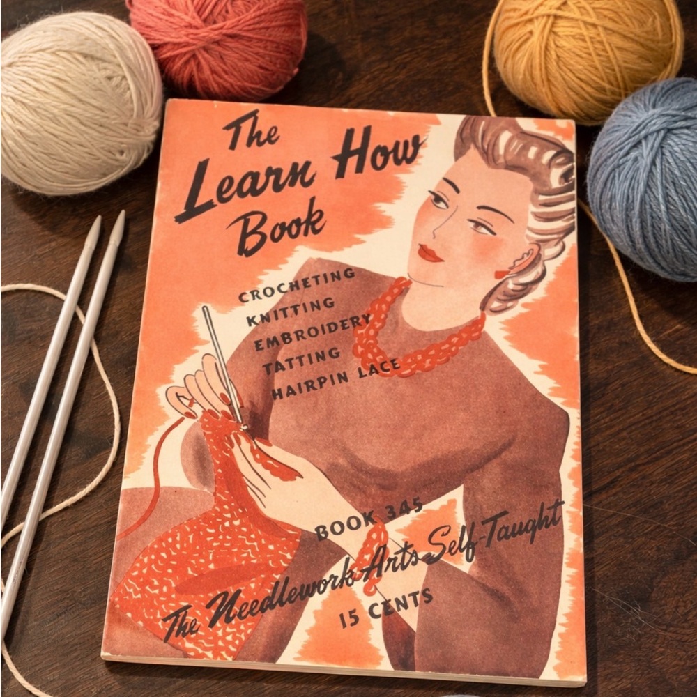 VINTAGE The Learn How Book Crocheting Knitting Embroidery Tatting Lace Book 345